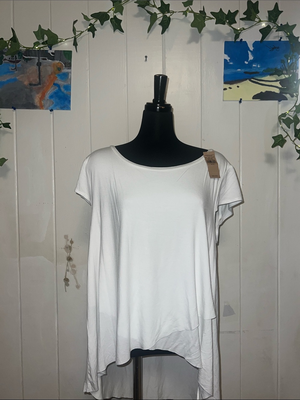 ❤️❤️‍🔥American eagle Women's White Short Sleeve High-Low Tee